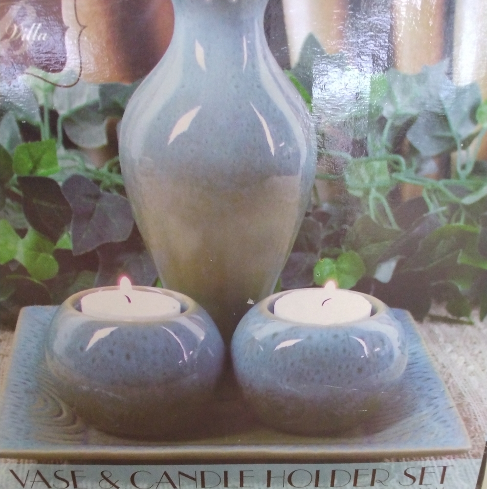 Bella Villa vase and candle holder set